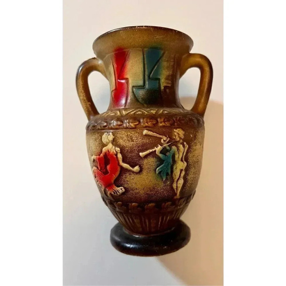 Vintage NORLEANS Jug Vase Greek Motif Pottery Vase  7” Japan - Picture 3 of 9